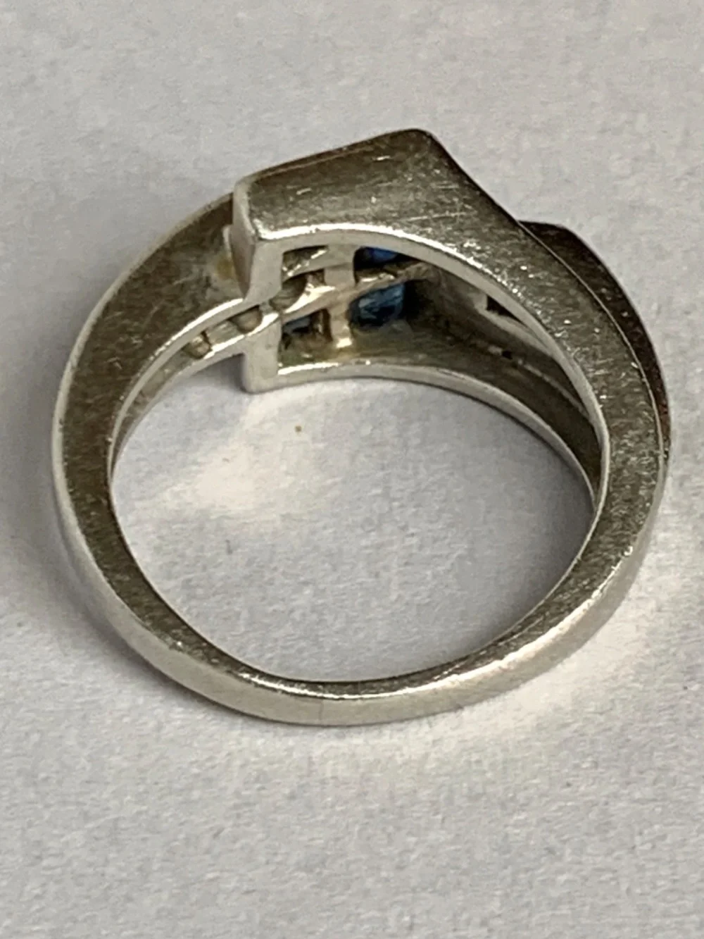 Authentic Art Deco Platinum Buckle Ring | Sapphire & Diamond Estate Ring